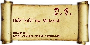 Dékány Vitold névjegykártya